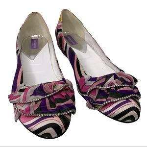 EMILIO PUCCI Firenze Multi-color Print Satin Flats